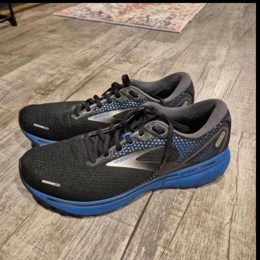 Brooks Ghost 14 Mens Athletic Running Shoes Size 12 Black Blue